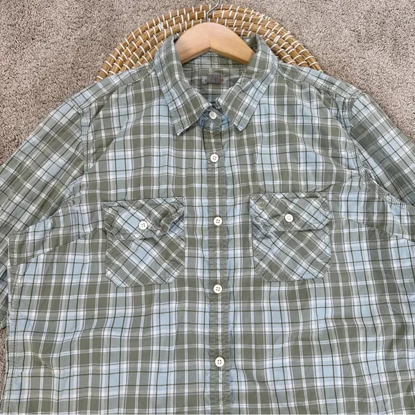 Carhartt Women’s Roll Tab 3/4 Sleeve Button Up Shirt Top Plain in Green XL - Image 2