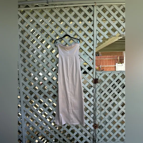 Anthropologie BHLDN Danielle Strapless Side-Slit Stretch Satin Maxi Dress - Image 5