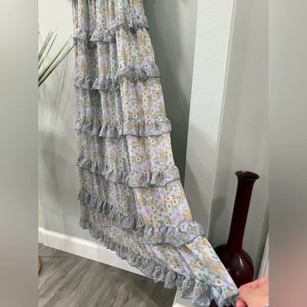 Show Me Your MuMu Blue and Yellow Floral Midi Dress - Image 6