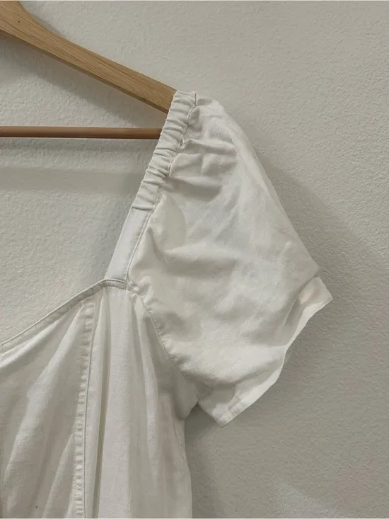 Madewell Linen-Cotton Puff-Sleeve Mini Dress in‎ Lighthouse Size 6 - Image 7