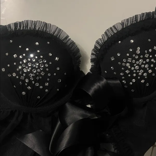 Victoria’s Secret black rhinestone bling babydoll - Image 9