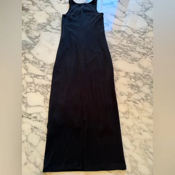 NWOT Quince Women’s Black Tencel Jersey Tank Maxi Dress XS Back Slit Sleeveless - Image 4