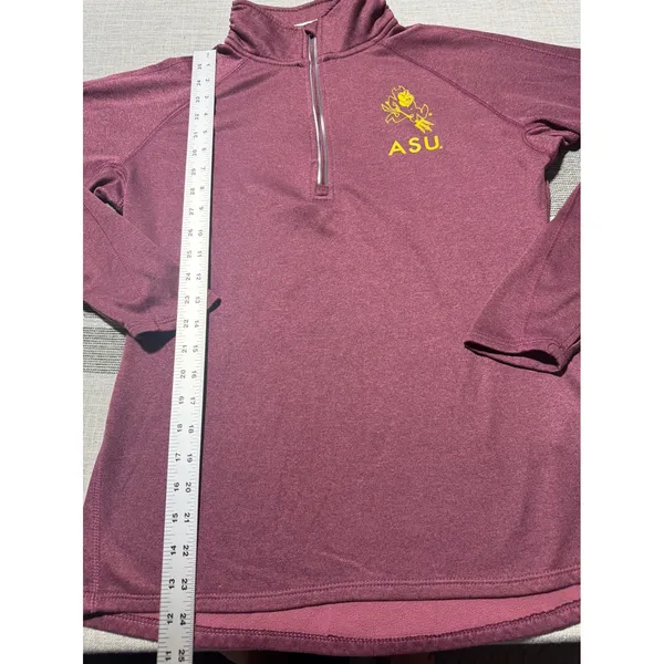 ASU Sun Devils Womens Medium Maroon Quarter Zip Pullover Sparky Logo Athleisure Purple - Image 2