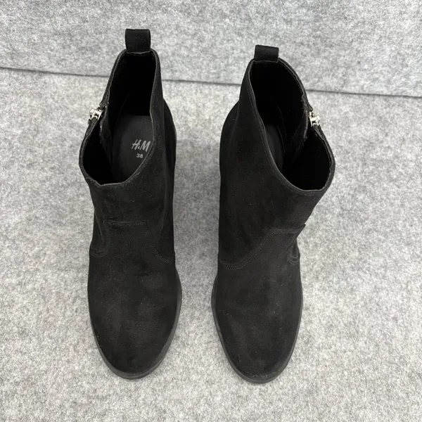 H&M Black suede Ankle Booties size 7 38 - Image 3