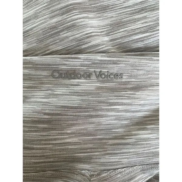 Outdoor Voices Flow 7” Athletic Fold Over High‎ Rise Bike Tan Heathered Shorts - Image 4