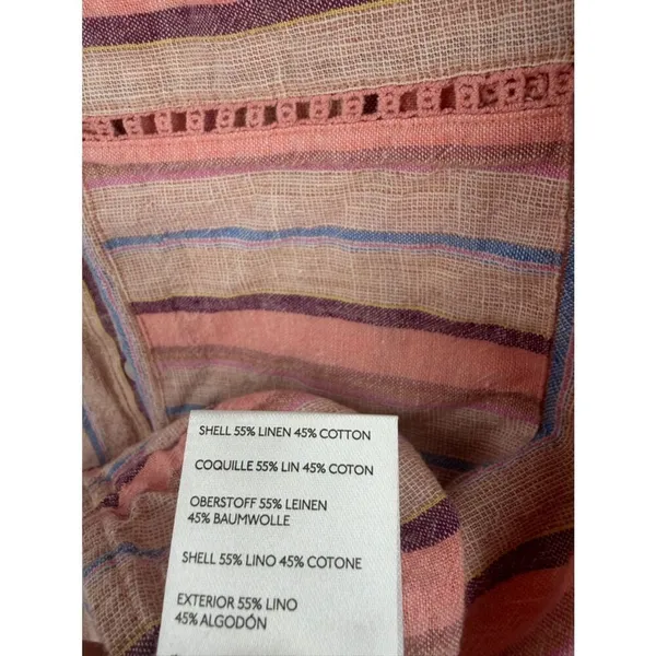 Anthropologie Maeve Lida linen blend pink striped 1/4 button blouse women’s S - Image 4