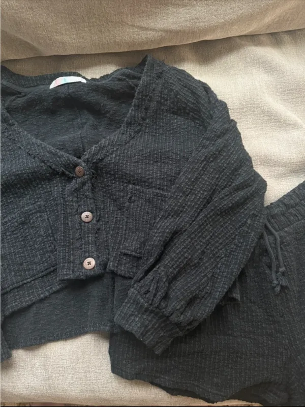 Free People Beach Oasis Set Dark Gray Black Size Large - Image 5