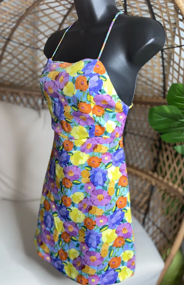 Zara multicolored floral print mini dress size medium Dress - Image 6