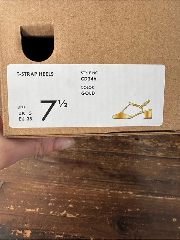 NEW! J. Crew T-Strap Heels Metallic Gold Block Heel - Image 8