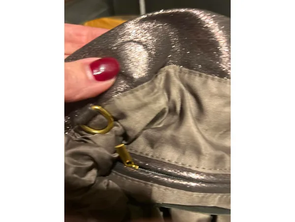 Anthropologie Brown shiny Clutch Bag, Hinge closure - Image 5