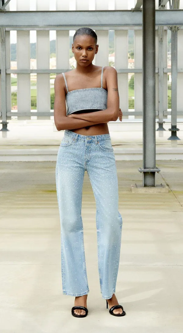 Zara NWT TRF Pearl Wide Leg Jeans - Image 7