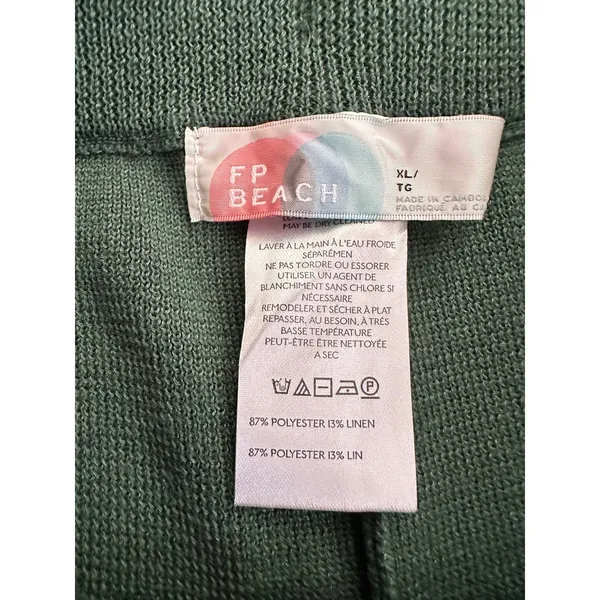 Free People Beach Freya parachute wide-leg green knit pants size XL - Image 10