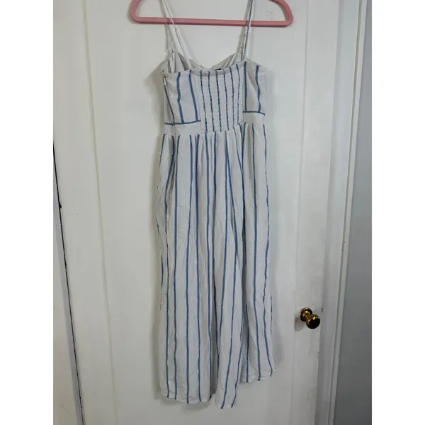American Eagle Striped Bustier Jumpsuit‎ Blue White Wide Leg Small - Image 4