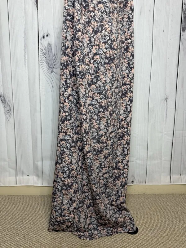 LoveStitch Long Floral Maxi Dress Sz L Pockets Purple Pink Racerback Beach - Image 13