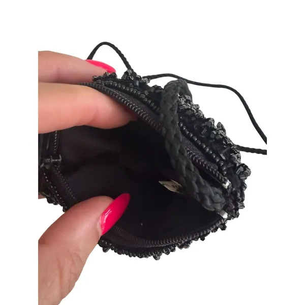 VINTAGE Black Beaded Cocktail Beaded Evening Bag - Image 4
