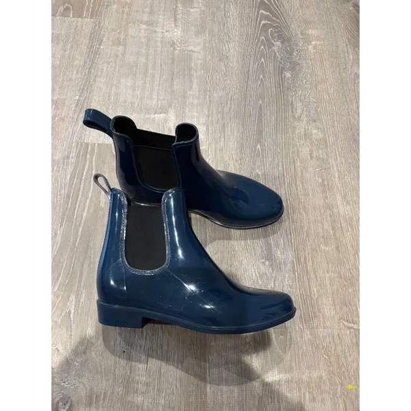 SO Rain Boots Chelsea Ankle Pull On‎ Waterproof Navy Blue Women's Sz 7 - Image 2