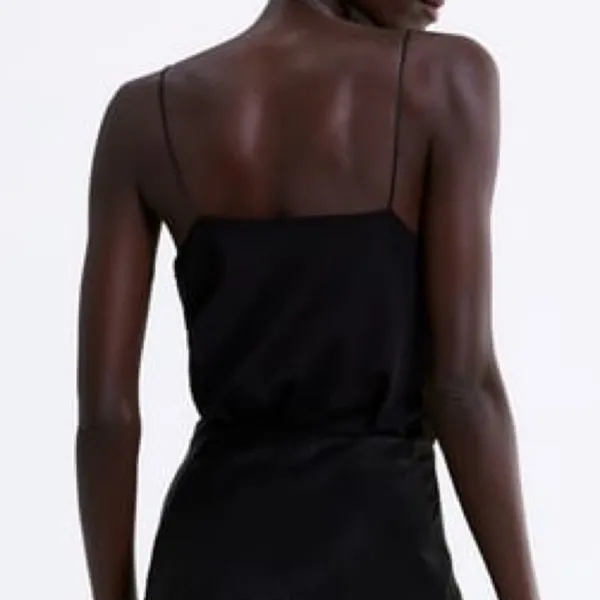 ZARA Front Tonal Macrame Trim Tank Top Black S NEW - Image 5