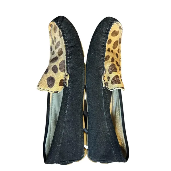J Renee‎ Shoes Womens Size 7.5 Black Avalon Leopard Calf Hair Driving Loafers - Image 5