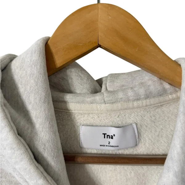 ARITZIA Tna Crop Fleece Gray Hoodie Sweatshirt Pullover Top - Image 7