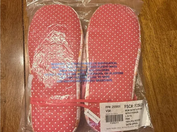 Floral Printed Spa Slipper & Eye Mask Set - Pink, Peach, Yellow - Image 2