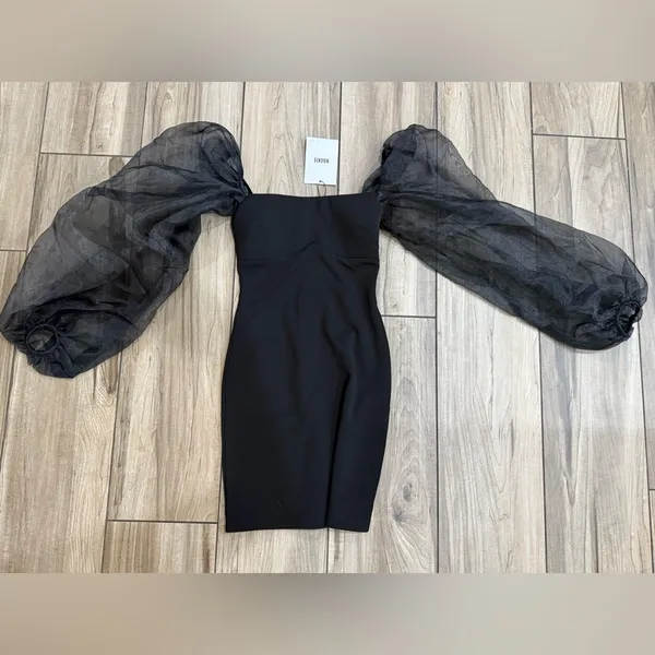 NWT Nookie Illusion Sleeve Mini Dress in‎ Black Sz XS $249 - Image 4