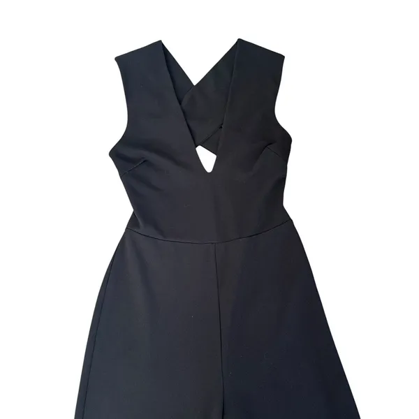 LULUS Thinking Out Loud Backless Black Jumpsuit Criss Cross Open Back Wide Leg S - Image 6