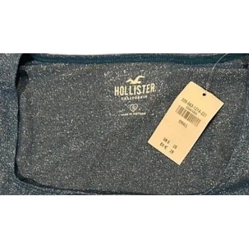 Hollister Crop Top Womens Small Blue New Glitter Square Neck Long Sleeve Corset - Image 3