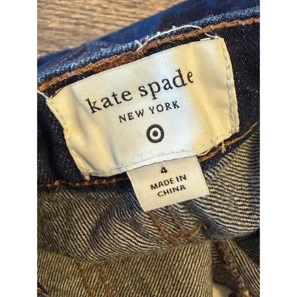 Kate Spade New‎ York Target 4 Dark Wash Wide Leg Cuffed Jeans 100% - Image 4