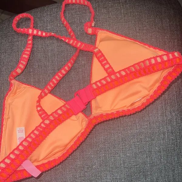 NEW Victoria's Secret Neon Coral Crochet Racerback Large - Image 7
