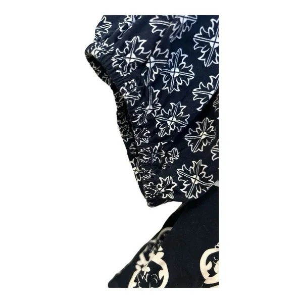 Crown & Ivy Top Sz L Blue‎ White Geometric Design Festival Boho 3/4 Sleeve - Image 4