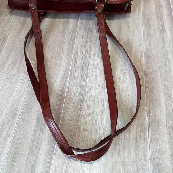 Texier Leather Satchel Shoulder Bag Work School Travel Vintage Redish Brown - Image 9