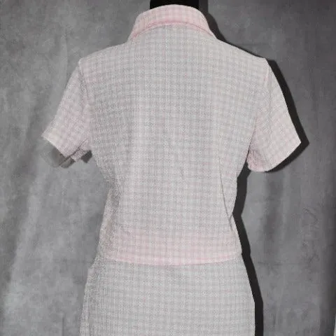 Ultra Flirt Two Piece Set Juniors Size L Plaid Pink Short Sleeve Button Down NWT - Image 2