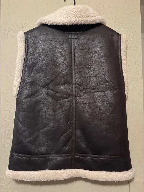 Offline by Aerie Faux Leather Shearling Vest Medium - Image 3