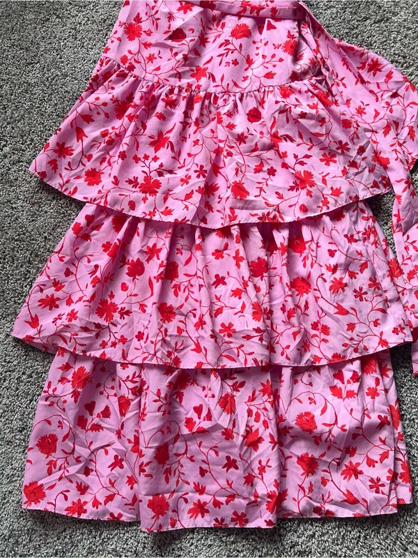 Likely Pink Floral Tiered Maxi Dress with Red Print - Image 4