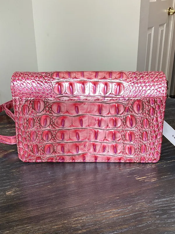Brahmin Minuette French Rose Pink Croc-Embossed Leather Crossbody - Image 5
