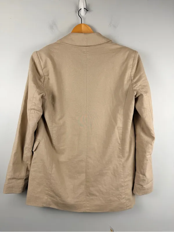 Abercrombie & Fitch Tan Single-Breasted Linen cotton Blazer Jacket size small - Image 5