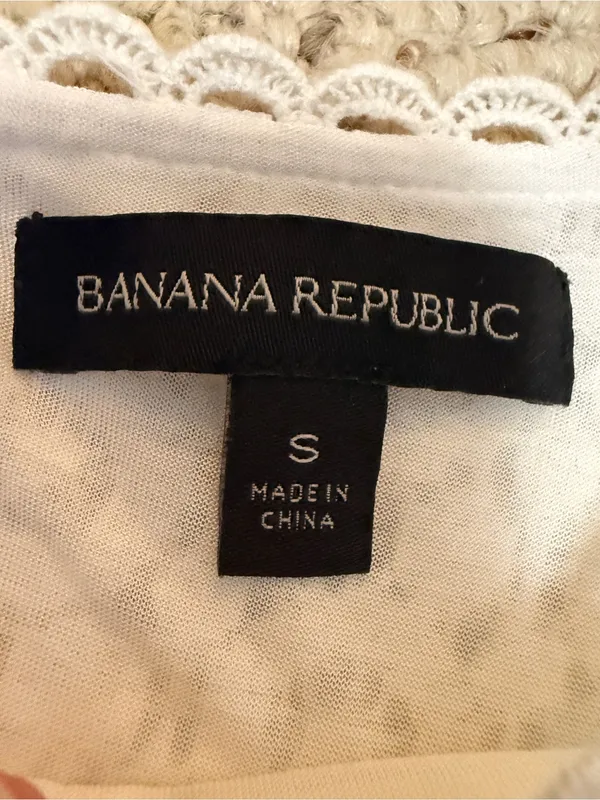 Banana Republic‎ Ivory Floral Lace Bell Sleeve Blouse Boho Romantic Small - Image 3