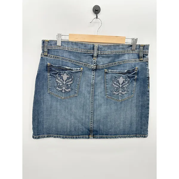 Vintage Y2K Denim Mini Skirt‎ Womens Sz 12 Festival Bratz Boho Country Retro - Image 2