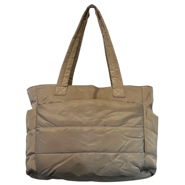 BAGSMART Quilted Puffy Tote Bag Taupe Laptop Travel Work Gym Carry On - Image 12