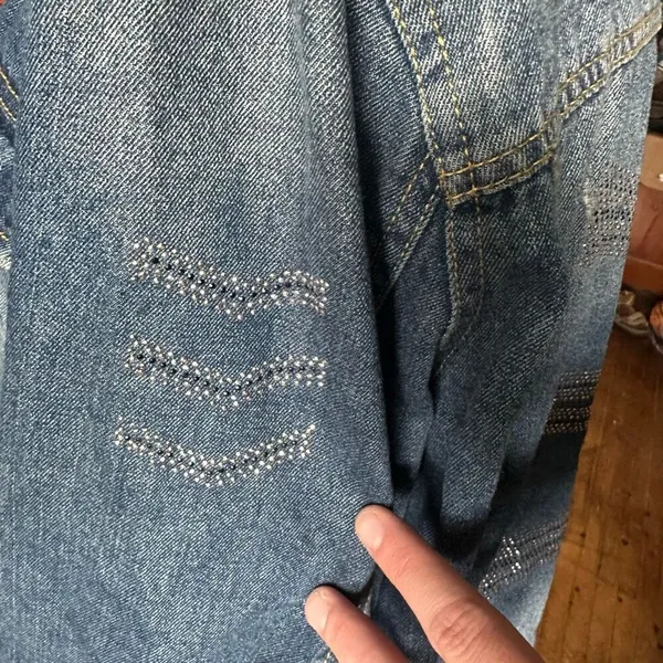 Jade + Ivory bling elevated basics minimalist XL denim jacket - Image 3