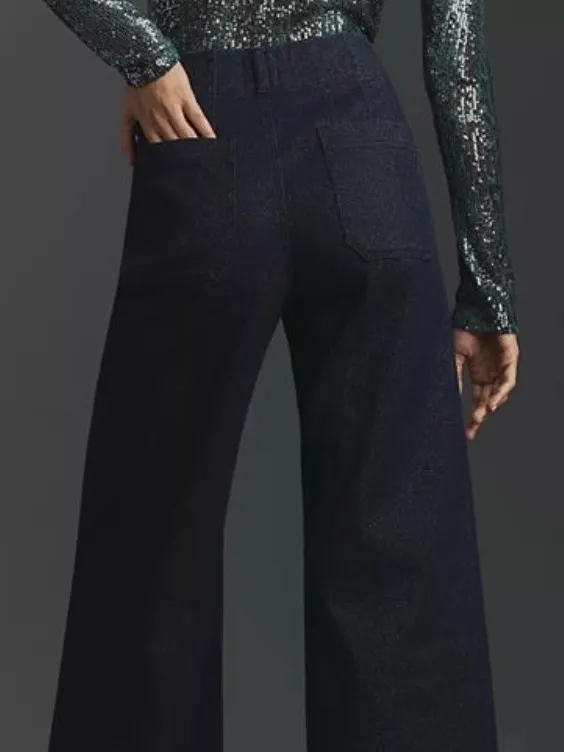 Anthropologie NWOT The Maeve Colette Sparkle High-Rise Wide-Leg Cropped Jeans - Image 11