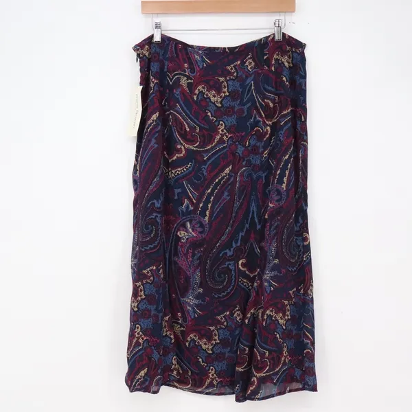 Rena Rowan Skirt Womens 14 Ink Mult Paisley A-Line Midi Chiffon NEW - Image 5