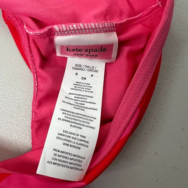 Kate Spade New York Red & Pink High Waist Bikini Bottom Size Small - Image 5