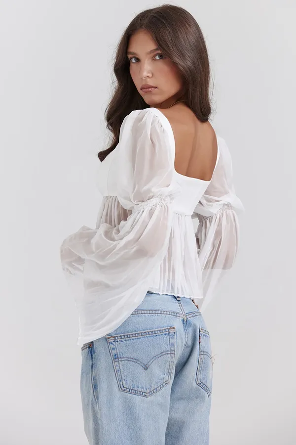 House Of CB Lucie White Pleated Top - Image 4