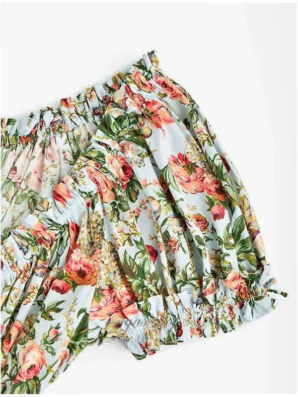 Doen Blue Leanne Floral-Print Cotton Midi Dress, S - Image 9