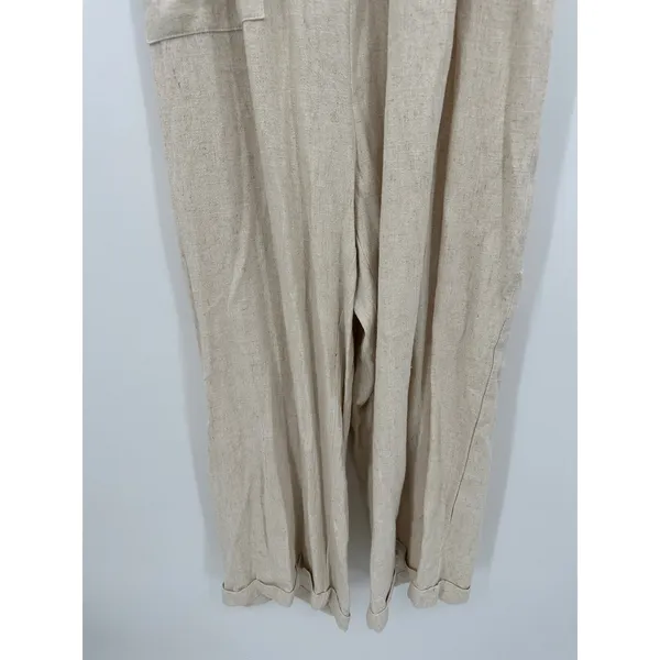 Zesica‎ Romper Jumpsuit Women Sz L Cream Linen Blend Pockets Lagenlook Boho NWT - Image 4