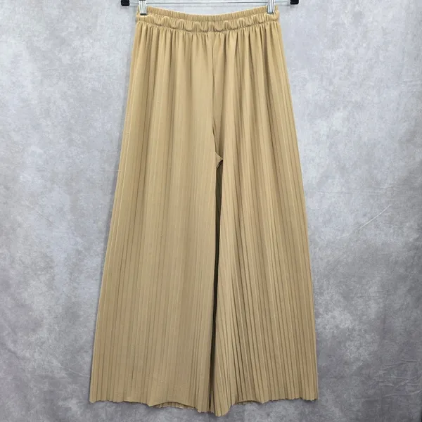 Brown Wide Leg Accordion‎ Beach Resort Flowy Vacation Lock & Love Pants Small - Image 2