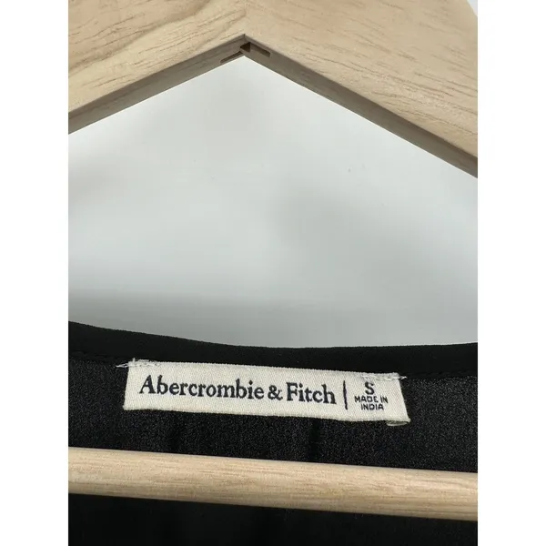Abercrombie‎ & Fitch Black Sweetheart Button Through Long Sleeve Blouse Small - Image 5