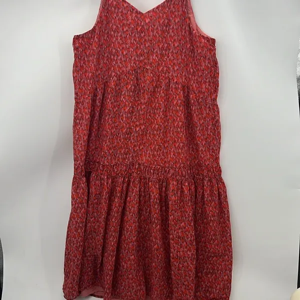 Joie large abstract print boho tiered red black maxi dress - Image 6