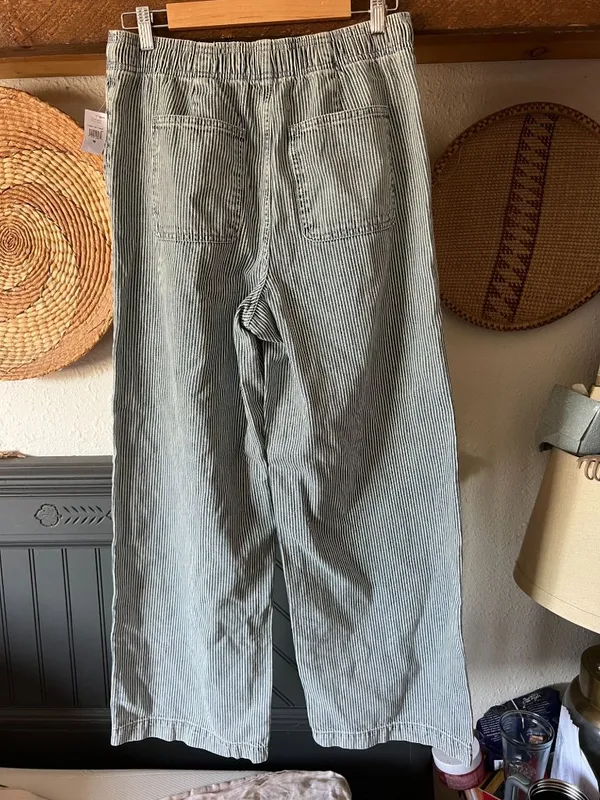 NWT Gap pull on high rise wide leg railroad stripe blue Medium - Image 6